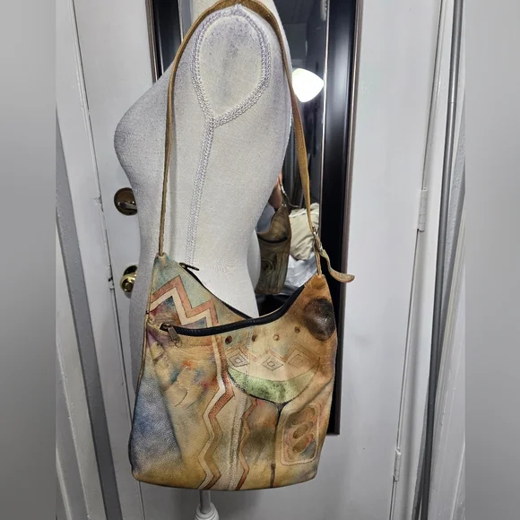 Anuschka hand painted leather handbags Hobo V Shaped - Picture 1 of 14